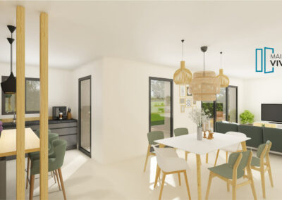 TERRAIN AVEC VUE ET PROJET DE MAISON MODERNE DE PLAN-PIED A COGNY (69640)