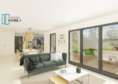 TERRAIN AVEC VUE ET PROJET DE MAISON MODERNE DE PLAN-PIED A COGNY (69640)