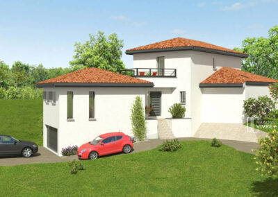 Maison contemporaine sur terrain en pente